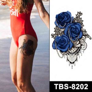 blue roses n pearls temporary tattoos