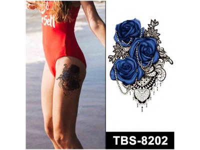 blue roses n pearls temporary tattoos