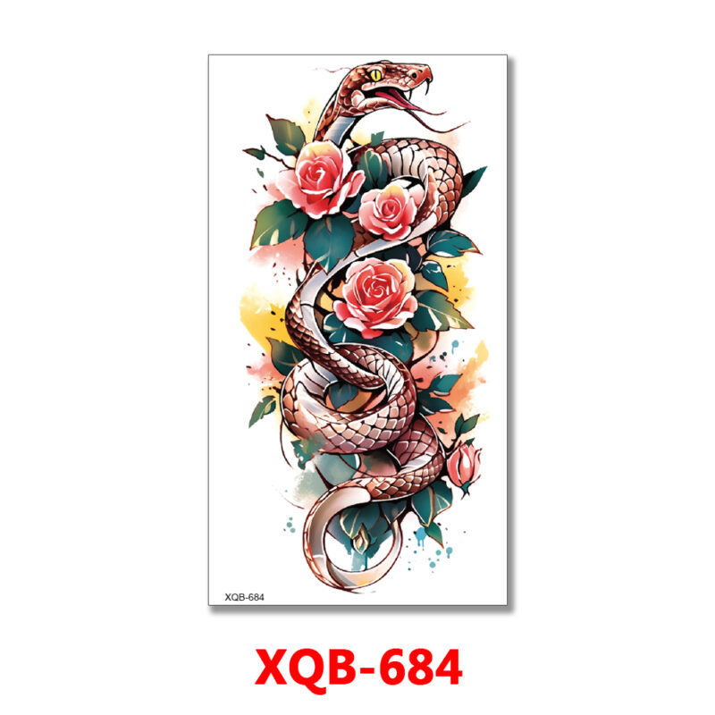 Rose Snake Temporary Tattoo