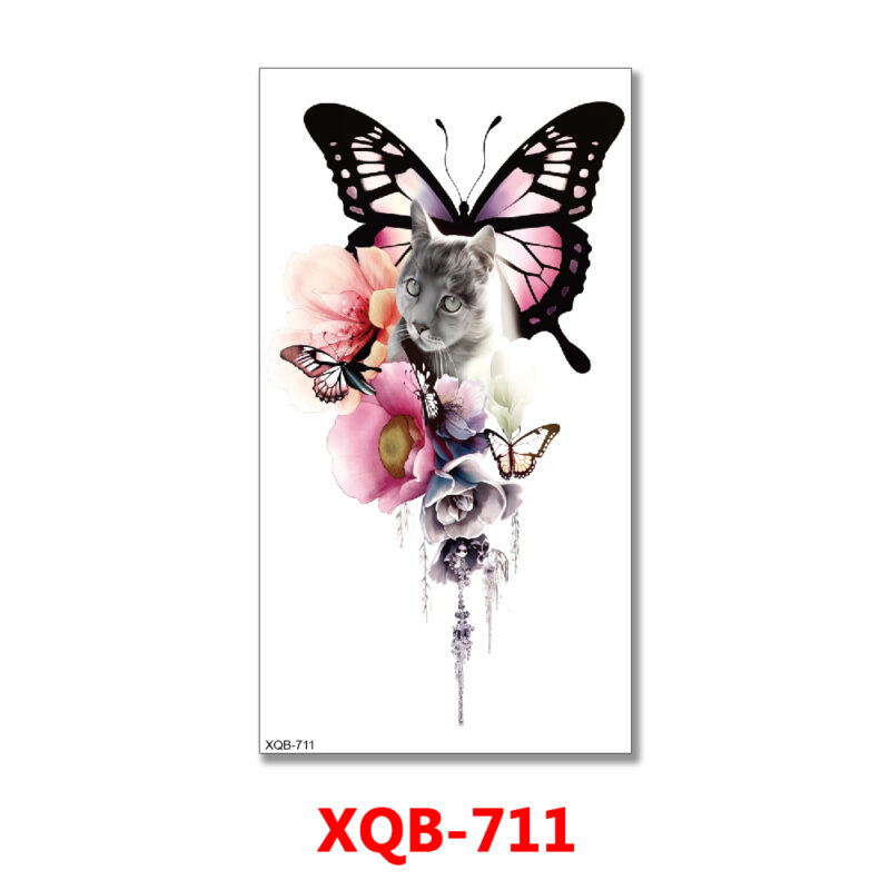 Cat Butterfly Temporary Tattoo
