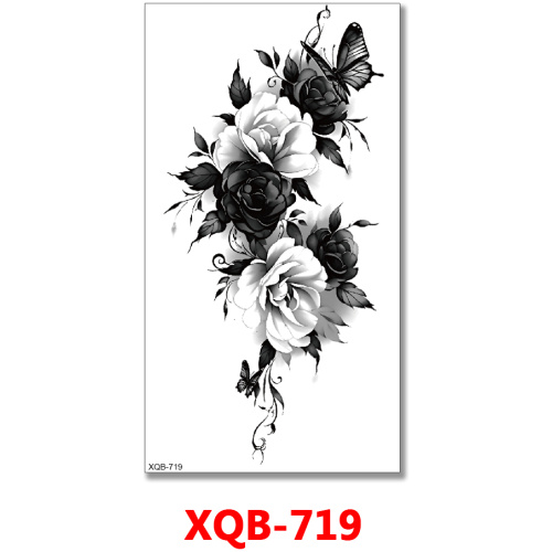 Black and White Flowers Temporary Tattoo