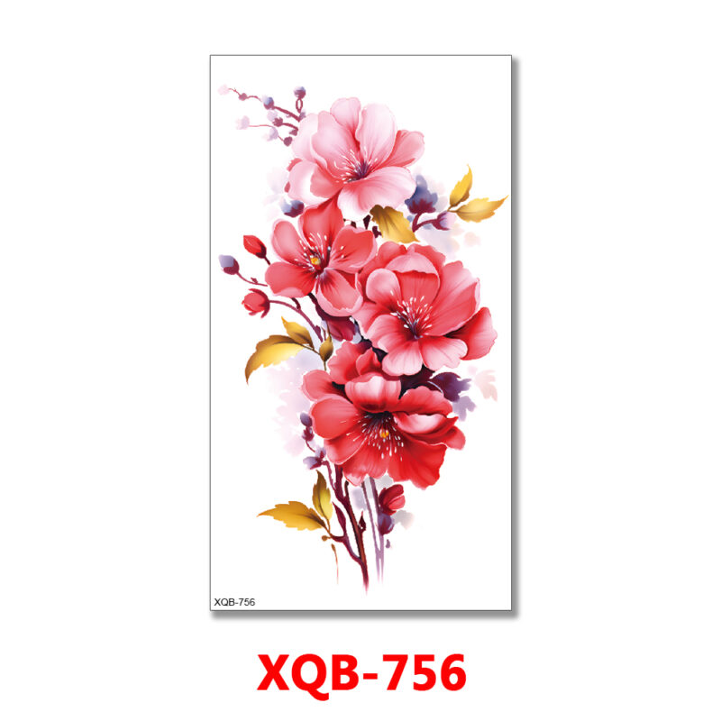 Pink Germanium Flowers Temporary Tattoo