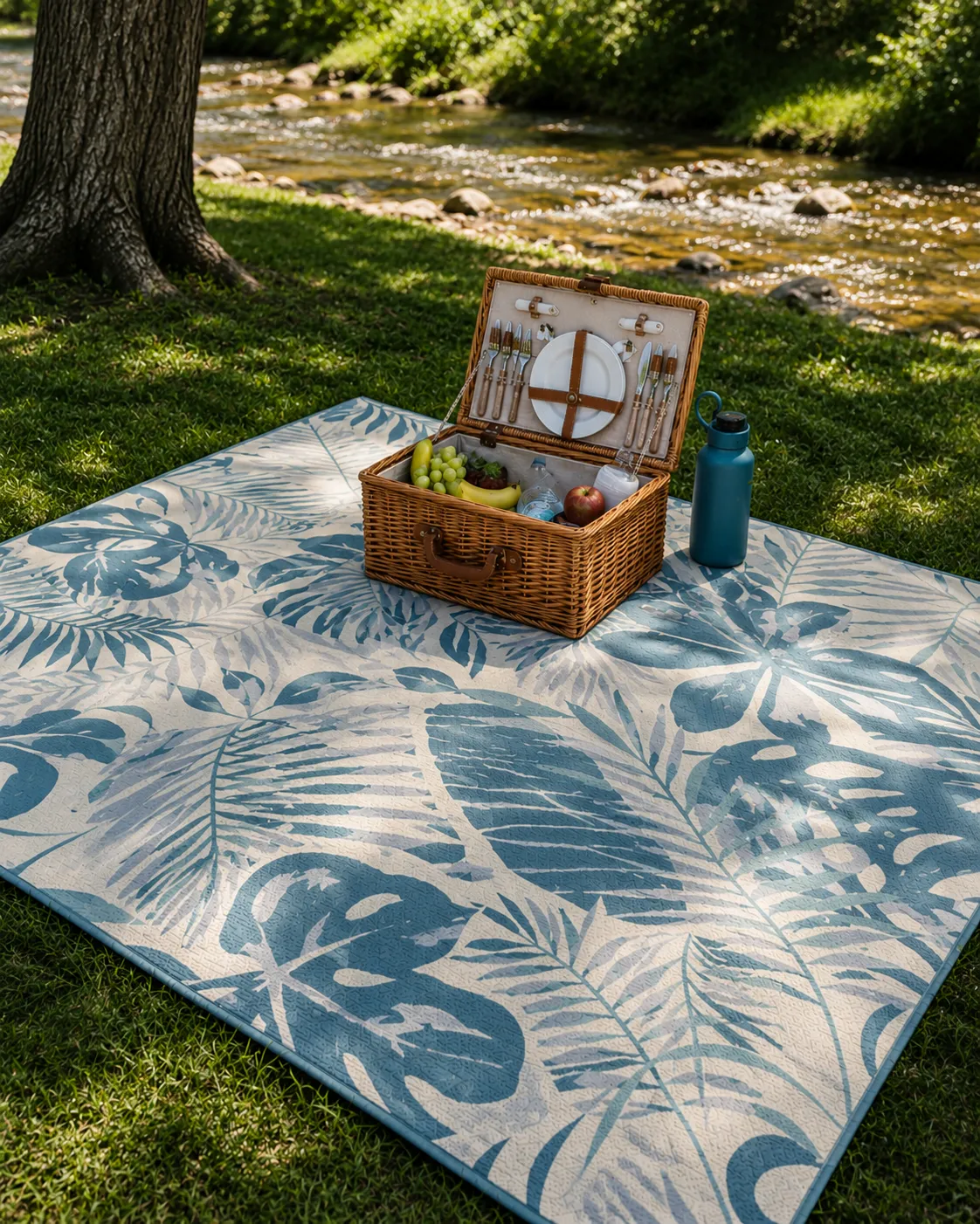 Blue Leaf Picnic Mat