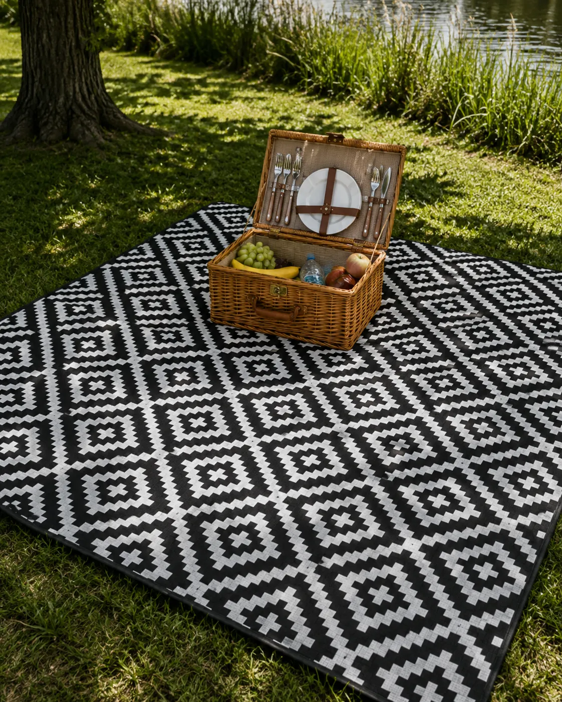 Blue Bloom Picnic Mat